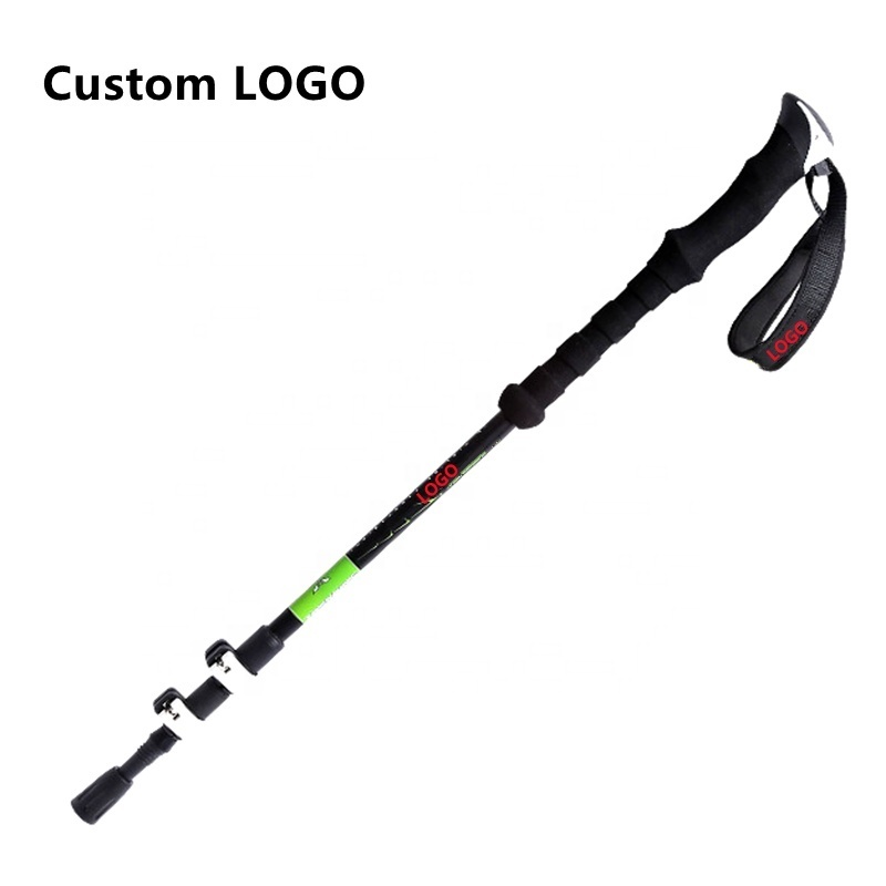 Outdoor External Lock Ultra-light Tungsten Steel Telescopic Carbon Fiber Trekking Pole Alpenstock Walking Stick For Hiking