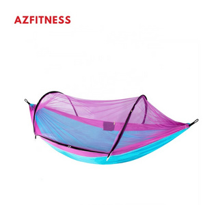 Factory Wholesale Comfortable Easy Hanging Colorful Parachute Nylon Outdoor Beds Camping Hammock With Mosquito Net