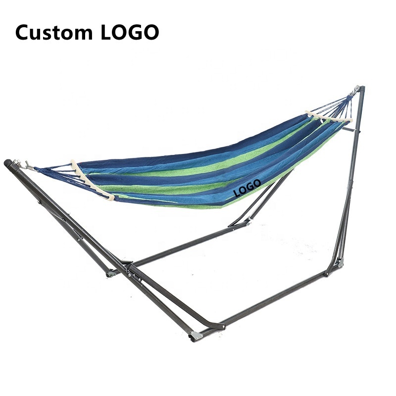 Hot Sale High Quality Free Standing Comfortable Camping Travel Garden Swing Outdoor Bed Iron Portable Stand Hammock