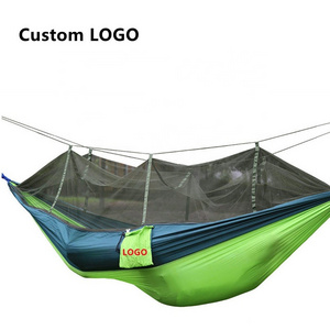 Sale 260*140cm Comfortable Easy Hanging Colorful Outdoor Camping Parachute Nylon Foldable Hammock With Mosquito Net