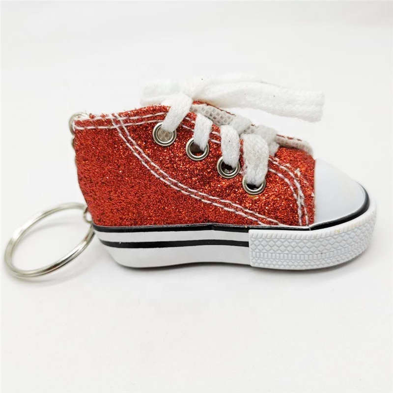 Promotion Cute Mini Key Chain Canvas Shoe 3D Sneaker Star Reflective Keychain