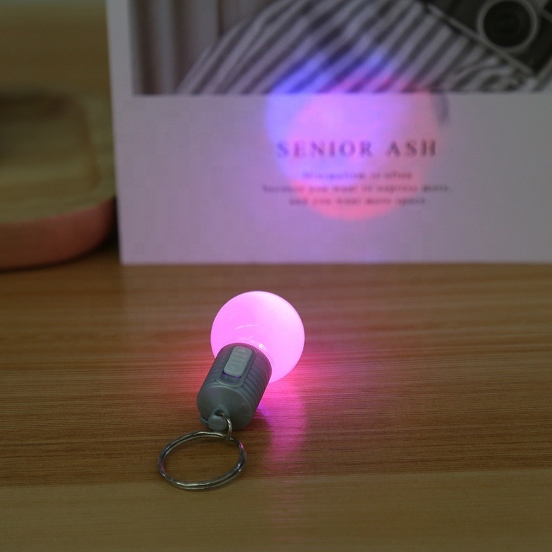 Promotion Simulation The Colorful Key Chain Bulb Shaped Creative PVC UV Light Up Led Keychain