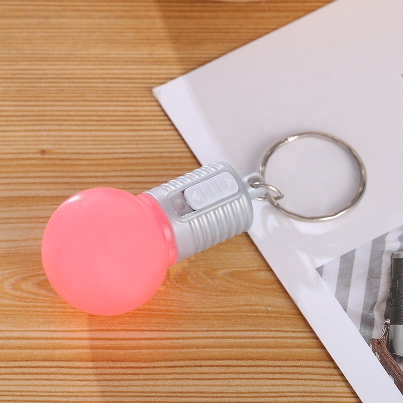 Promotion Simulation The Colorful Key Chain Bulb Shaped Creative PVC UV Light Up Led Keychain