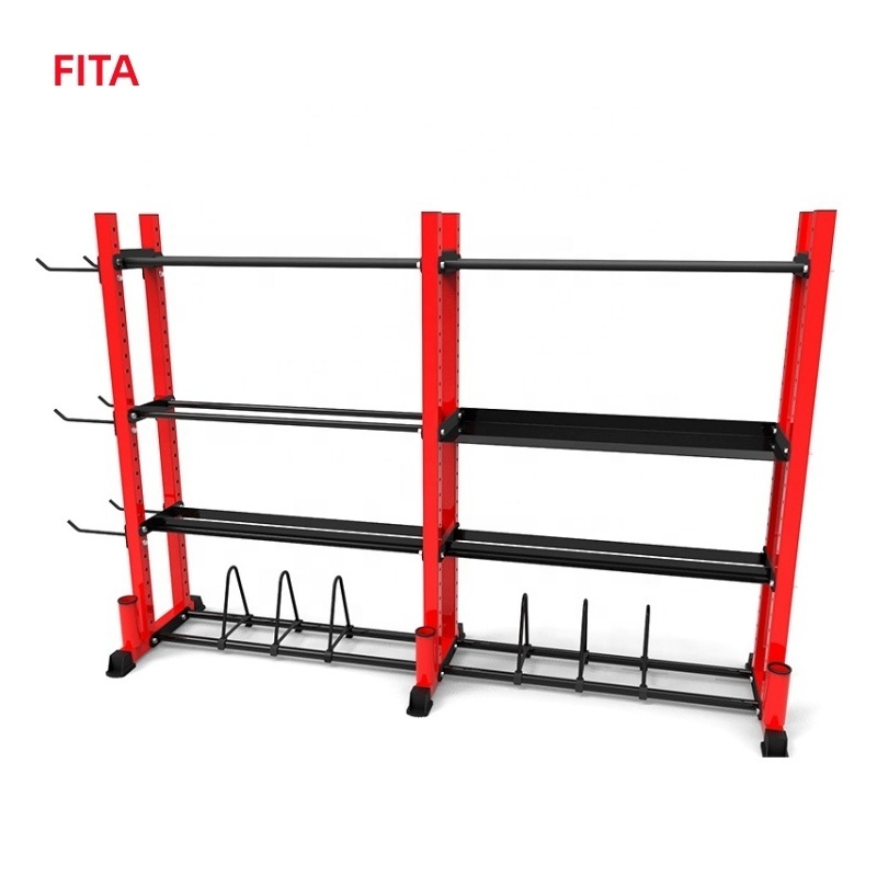 Wholesale Custom High Quality Multi-Function Gym Equipment Bumper Weight Plate Dumbbell Wall Ball Storage Rack