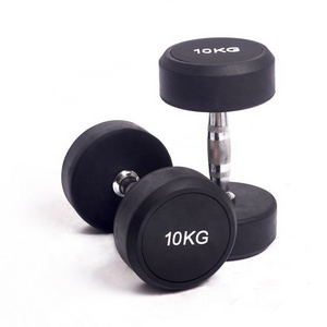 FITA Custom Logo Round Shaped Rubber Coating Black Wholesale Home Equipment Buy Cheap Iron Cast Coated Fitness Dumbbells