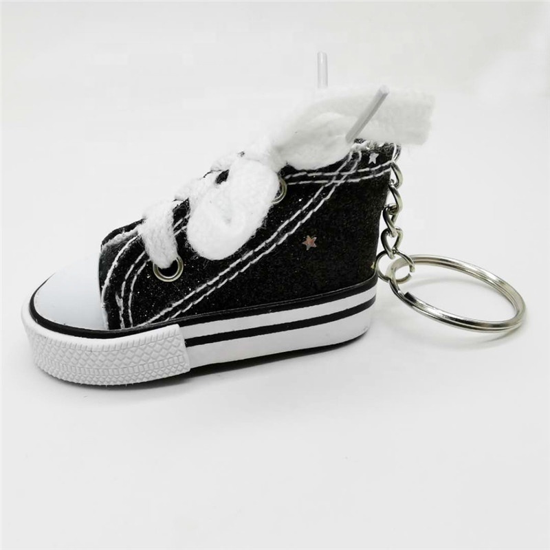 Promotion Cute Mini Key Chain Canvas Shoe 3D Sneaker Star Reflective Keychain