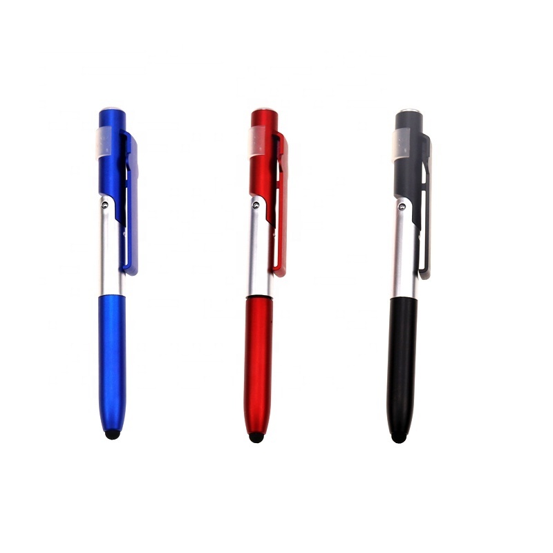 Promotional Creative Folding Mobile Phone Bracket Led Light Screen Multi Function Pen