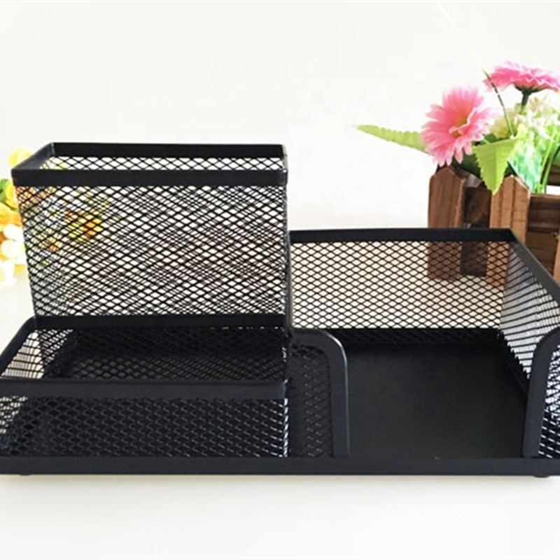 Creative Multifunctional Metal Mesh Child Office Stationary Holder Storage Desk Organizer