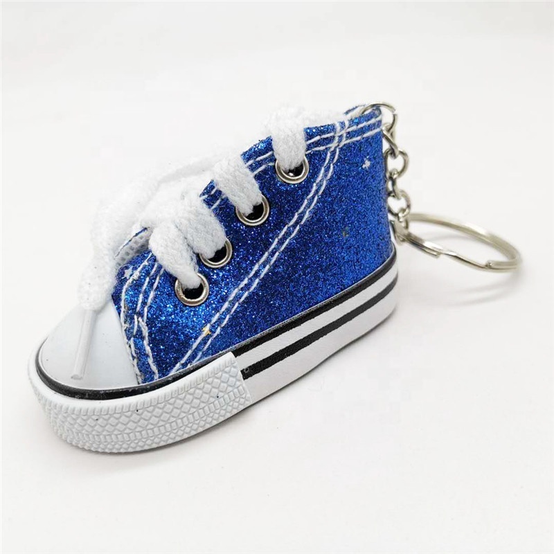 Promotion Cute Mini Key Chain Canvas Shoe 3D Sneaker Star Reflective Keychain