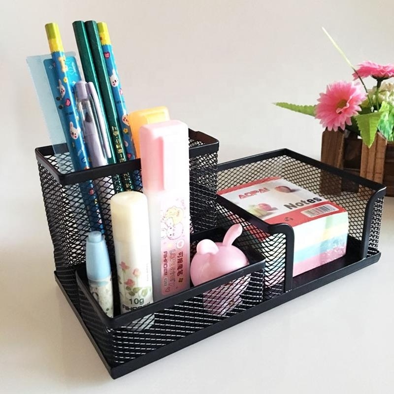 Creative Multifunctional Metal Mesh Child Office Stationary Holder Storage Desk Organizer