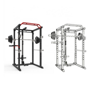 Wholesale Adjustable Custom Power Tower Bar Weightlifting Fitness Equipment Gym Black Stand Home Full Cage Squat Rack with Cable