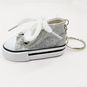 Promotion Cute Mini Key Chain Canvas Shoe 3D Sneaker Star Reflective Keychain