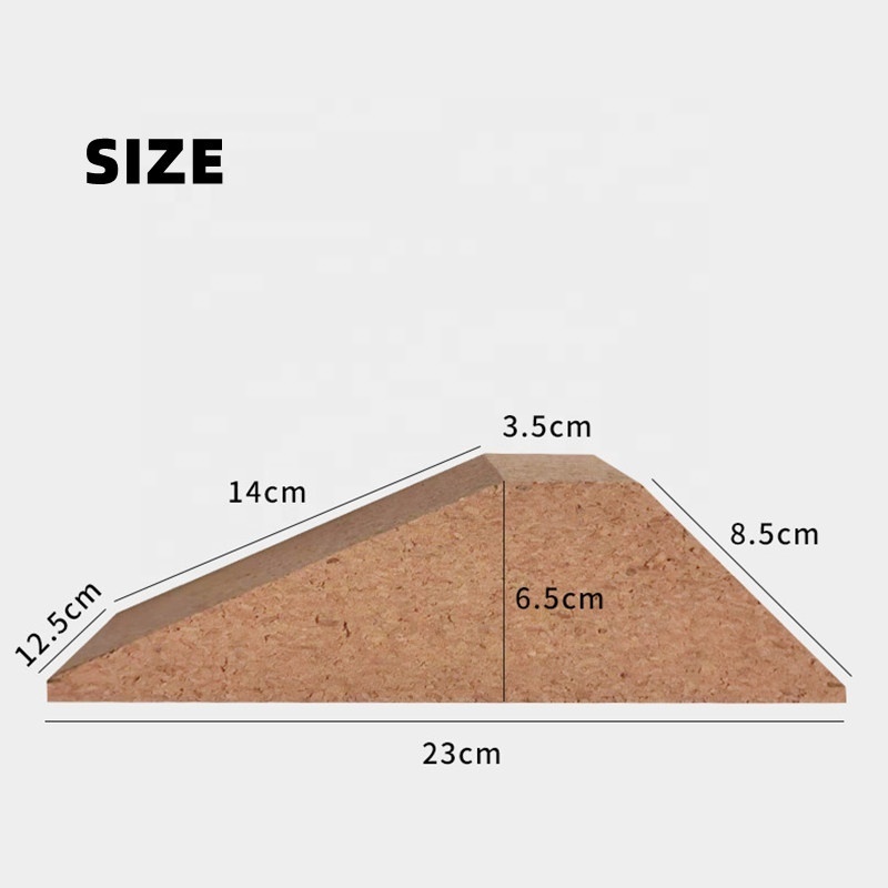 OEM High Quality Non Slip Slanted Trapezoid Shaped Yoga Bricks Organic Wedge Custom LOGO A Pair Of Cork Yoga Blocks