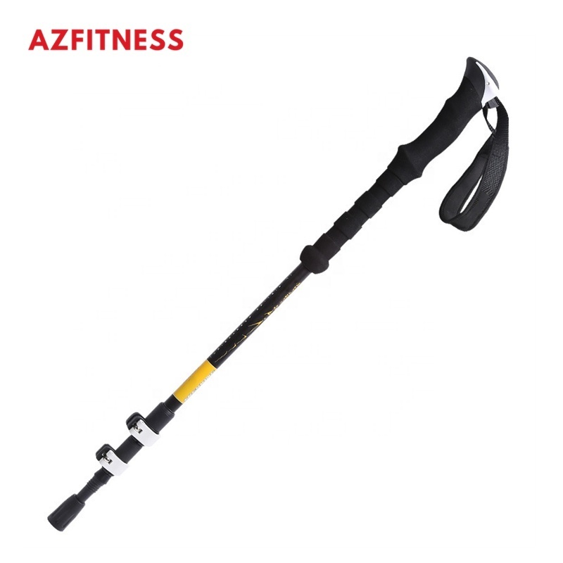 Outdoor External Lock Ultra-light Tungsten Steel Telescopic Carbon Fiber Trekking Pole Alpenstock Walking Stick For Hiking