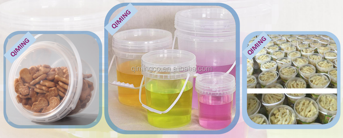 Bucket OEM Design Clear Plastic 1 Gallon Packing Transparent Plastic Clear Bucket with Handle Plastic Ice Cream Bucket 2 Gallons