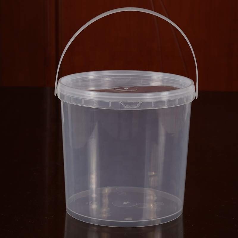 Bucket OEM Design Clear Plastic 1 Gallon Packing Transparent Plastic Clear Bucket with Handle Plastic Ice Cream Bucket 2 Gallons