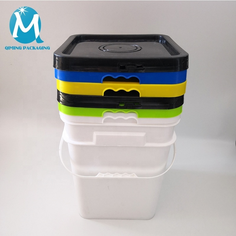 20L Square Plastic Bucket With Lid With Handle