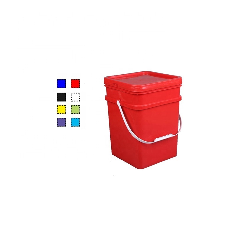 20L Square Plastic Bucket With Lid With Handle