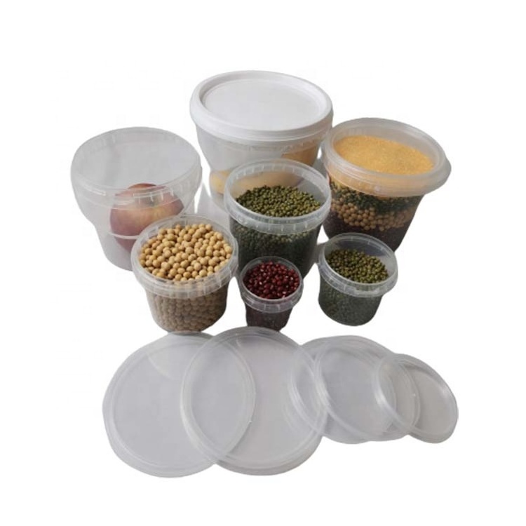 Hot sale food grade clear plastic small round bucket for food packing