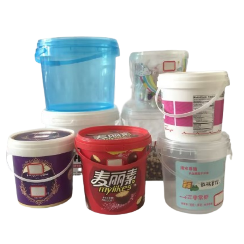 Hot Sale 280ml 500ml 1L 2L  Mini Clear Pail Food Grade small round bucket for cotton candy