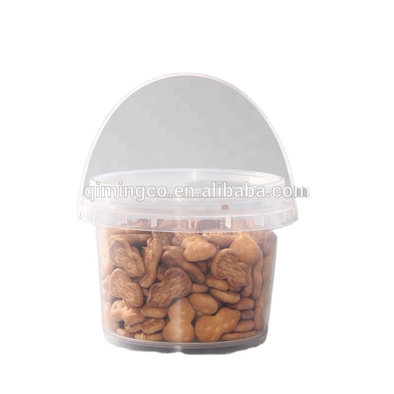 Hot sale food grade clear plastic small round bucket for food packing