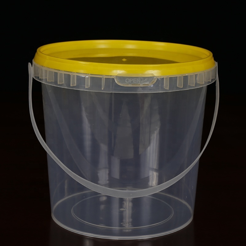 Bucket OEM Design Clear Plastic 1 Gallon Packing Transparent Plastic Clear Bucket with Handle Plastic Ice Cream Bucket 2 Gallons