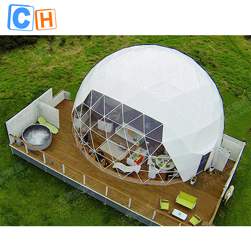 Transparent Garden Igloo 24 Foot Geodesic Luxury Camping Yurt Round Canvas Glamping Geodesic Outdoor Camping Dome Tent