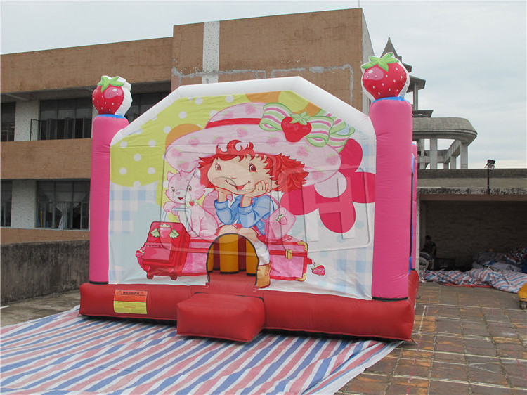 Customized design Inflatable strawberry Princess bouncer with slide for kids, Inflatable outdoor bouncy house for rental