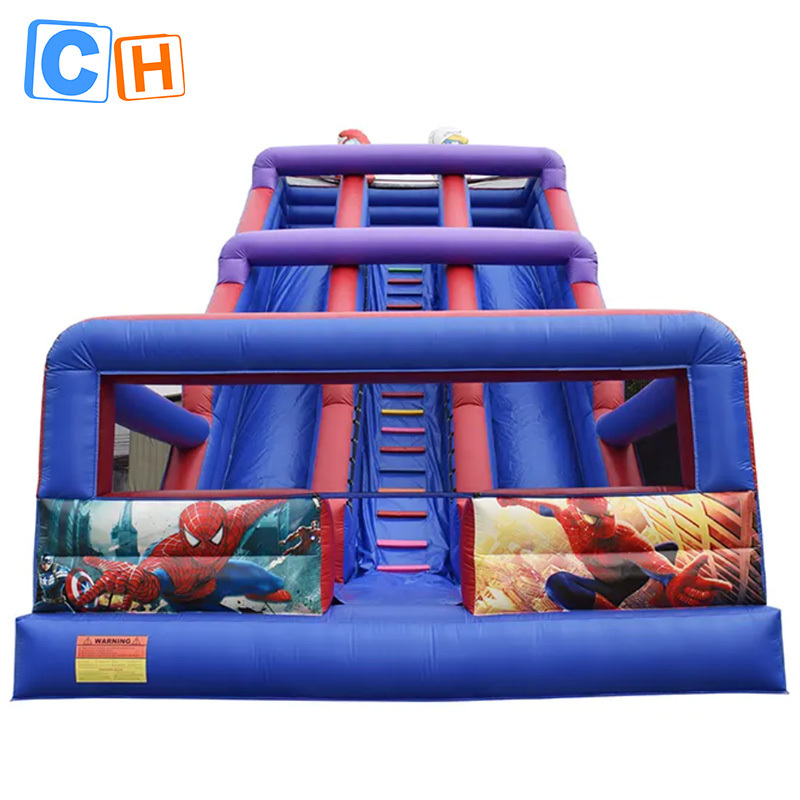 CH Factory Cheap Big inflatable slides equipment double spider-man slip slide super jumping slide