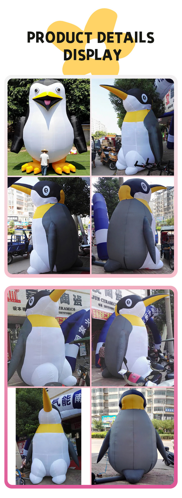 CH penguin theme inflatable cartoon for advertising,giant advertising inflatable dog