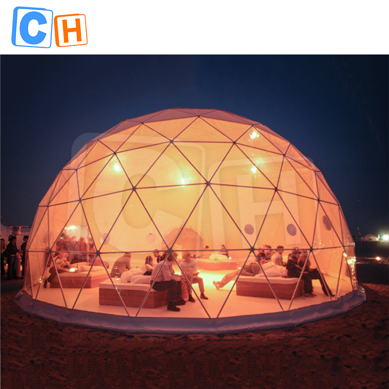 Transparent Garden Igloo 24 Foot Geodesic Luxury Camping Yurt Round Canvas Glamping Geodesic Outdoor Camping Dome Tent