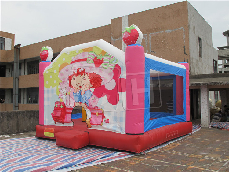 Customized design Inflatable strawberry Princess bouncer with slide for kids, Inflatable outdoor bouncy house for rental