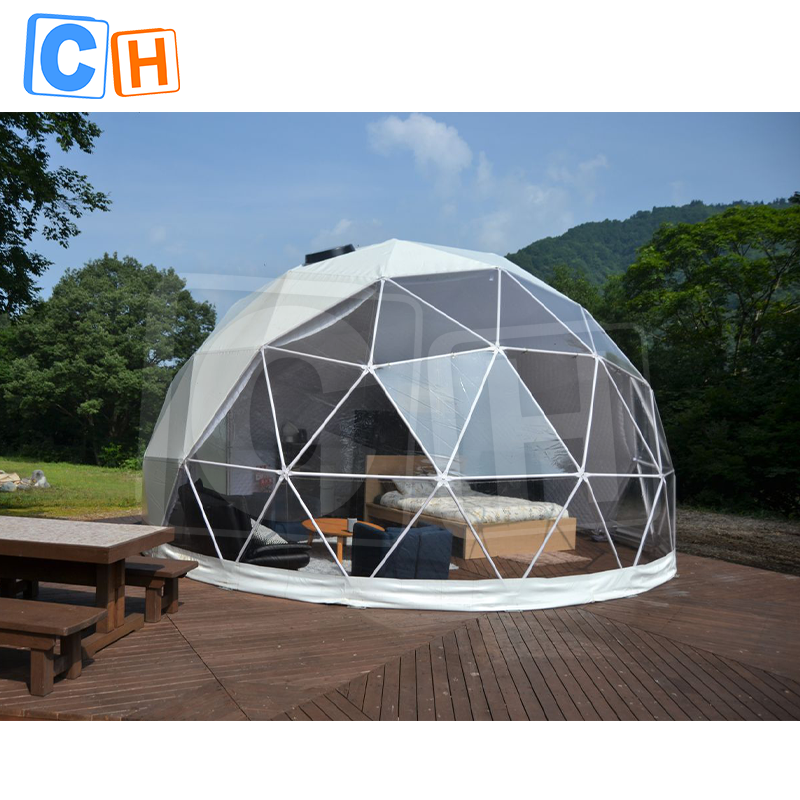 Transparent Garden Igloo 24 Foot Geodesic Luxury Camping Yurt Round Canvas Glamping Geodesic Outdoor Camping Dome Tent