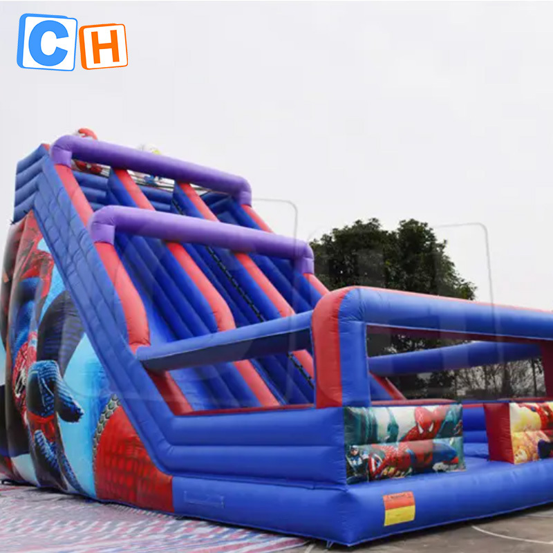 CH Factory Cheap Big inflatable slides equipment double spider-man slip slide super jumping slide