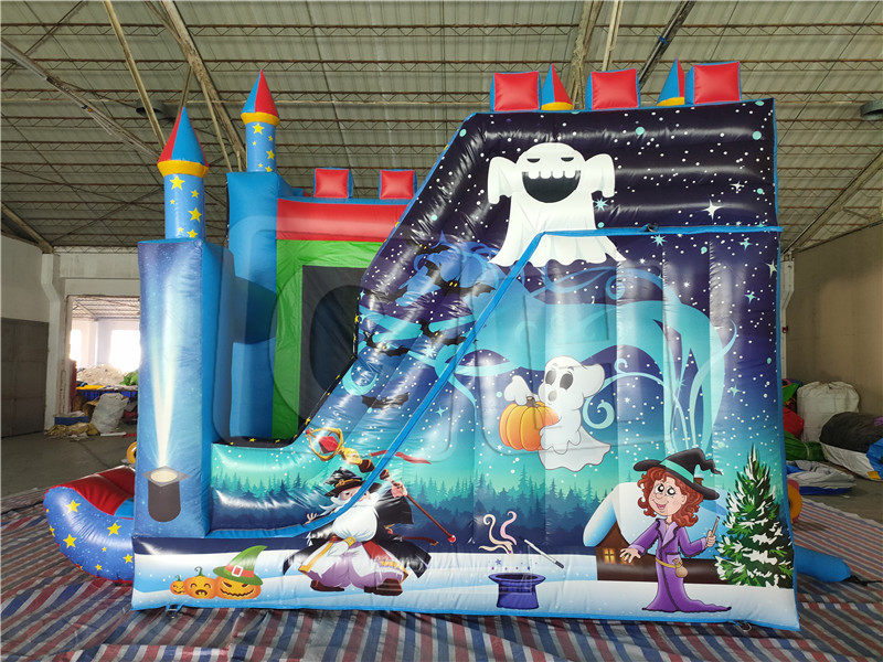 New Arrival inflatable bouncer house with slide for Halloween, inflatable outdoor bouncer castle for party