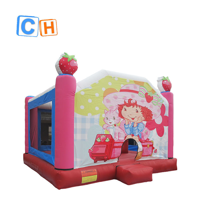 Customized design Inflatable strawberry Princess bouncer with slide for kids, Inflatable outdoor bouncy house for rental