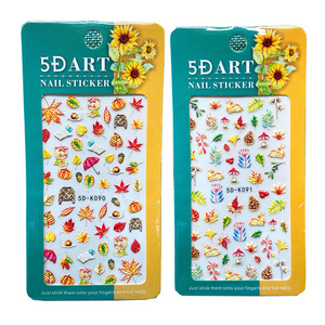 New Murakami Slime Sun Flowers Sunflower Fall Autumn Maple Leaf 5D Nail Art Stickers