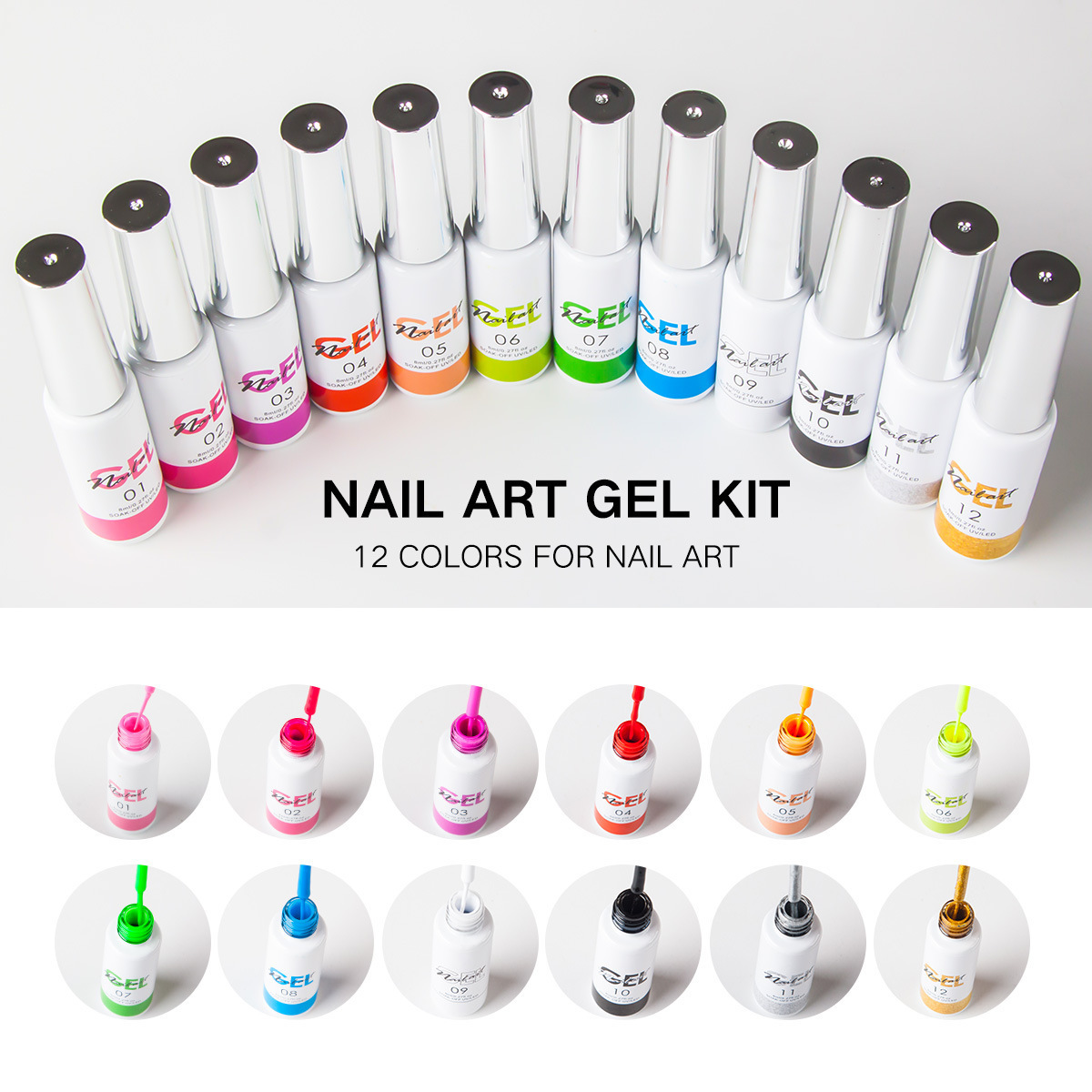 Wholesale price 12 Colors Painting Nails glue Set Gel Line Polish Kit 3d Drawing Nail Art Gel Set