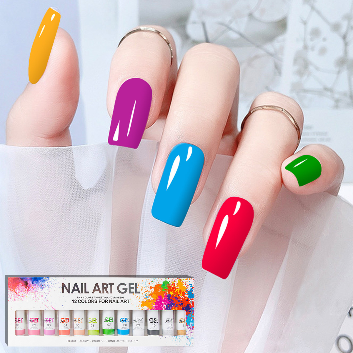 Wholesale price 12 Colors Painting Nails glue Set Gel Line Polish Kit 3d Drawing Nail Art Gel Set