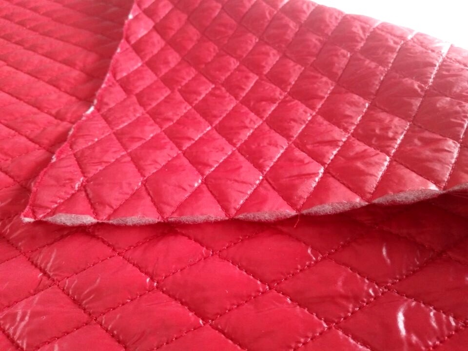 small diamond pattern double side waterproof nylon quilted jacket fabric with polyester wadding