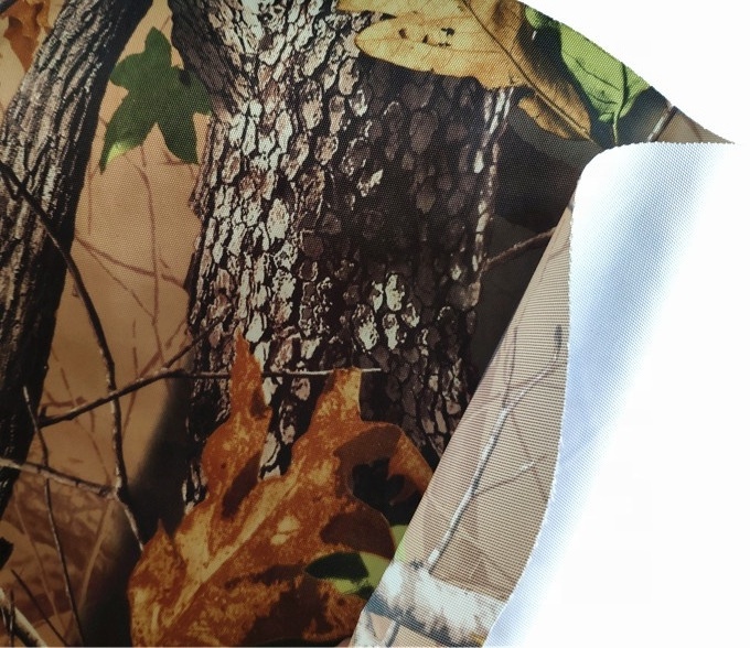 Camo print 100% polyester cordura oxford fabric with DWR and double PU for vast and backpack