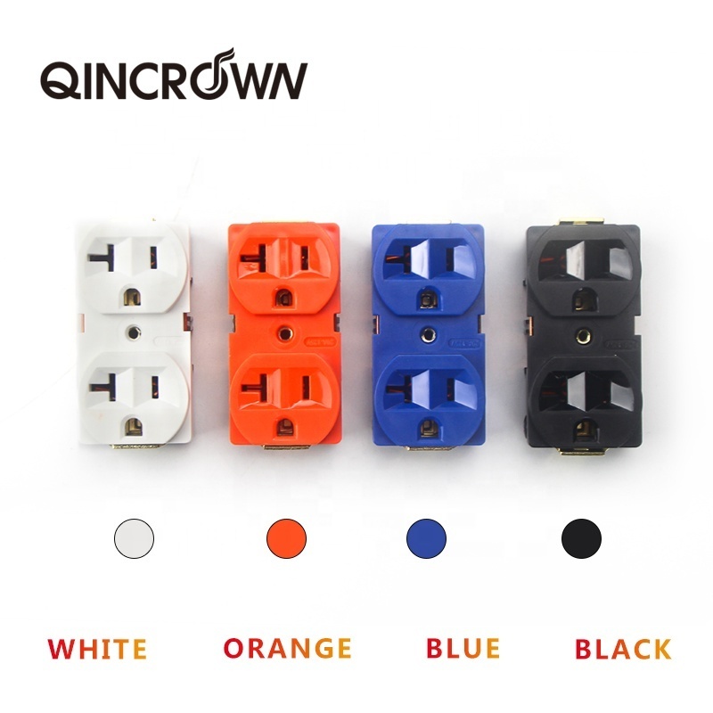 OEM Multiple Color 2 Outlet US Standard Wall Socket Red Copper Gold Plated Base PVC Surface