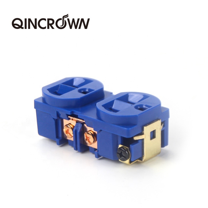 OEM Multiple Color 2 Outlet US Standard Wall Socket Red Copper Gold Plated Base PVC Surface