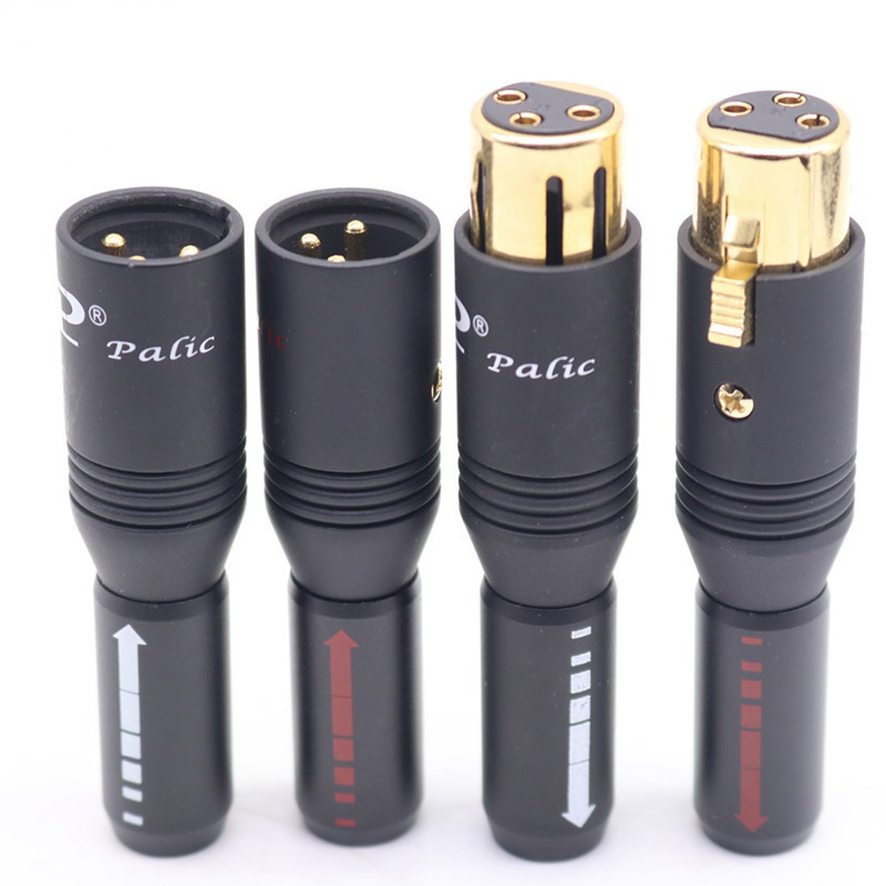 Hi-end XLR Male Female Audio Jack Black Metal Copper Plated Gold XLR 3 Pins Connector Plug