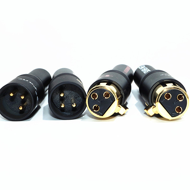 Hi-end XLR Male Female Audio Jack Black Metal Copper Plated Gold XLR 3 Pins Connector Plug