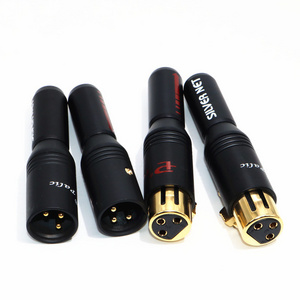 Hi-end XLR Male Female Audio Jack Black Metal Copper Plated Gold XLR 3 Pins Connector Plug