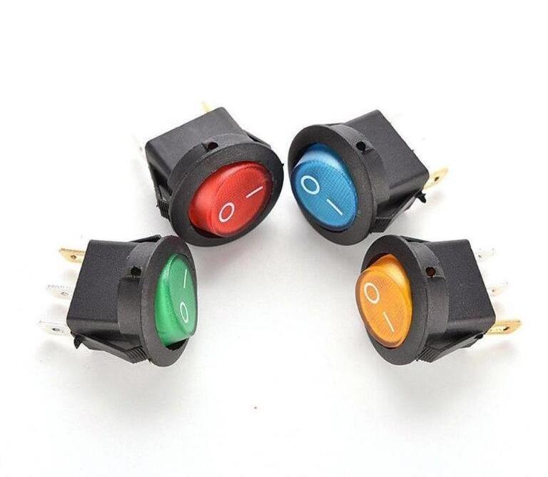 12V 220V LED illuminated rocker switch 20A 12V push button switch Car button lights ON/OFF Round light Switch