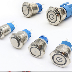 12/16/19/22mm Waterproof Metal Push Button Switch LED Light Momentary Latching Car Engine Power Switch 5V 12V 24V 220V Red Blue