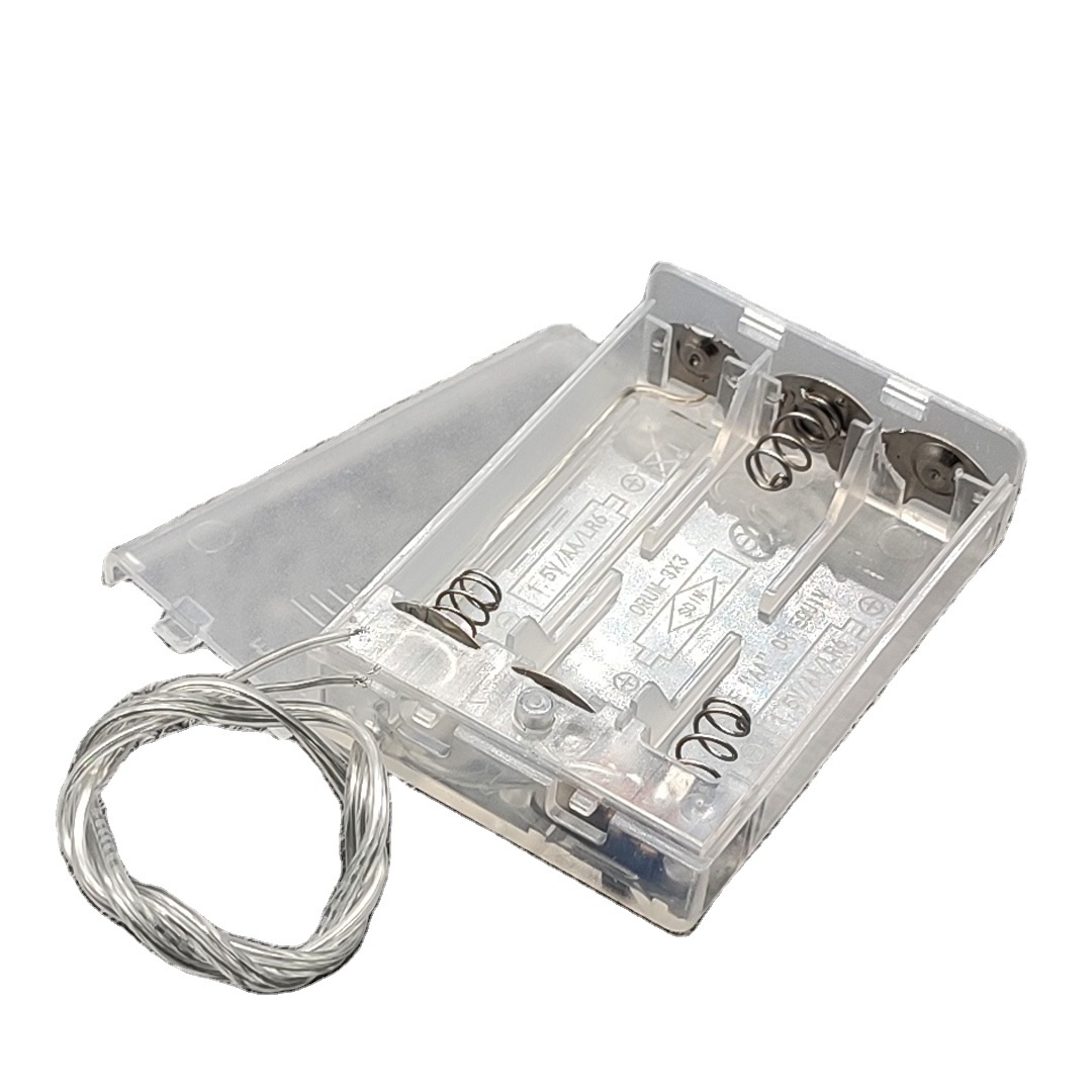 AA Battery Case 3AA 4.5V Battery Holder AA Battery Box Case With Switch Lead Transparent