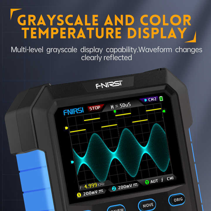 FNIRSI DPOX180H Dual Channel Handheld Digital Oscilloscope 180MHz-3DB 2 In 1 Function Signal Generator Fluorescence Display ZOOM